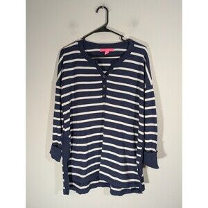 Lilly Pulitzer Navy Striped Knit Tunic Sweater Sz M Coastal Preppy Nautical